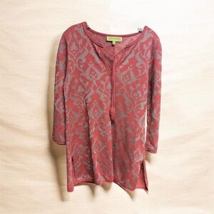 SIGRID OLSEN SIGNATURE Rust and Gray Patterned Tunic Size Medium